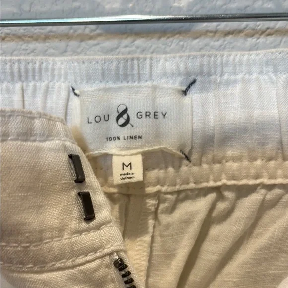 Lou & Grey White Ankle Linen Joggers - Picture 3 of 4